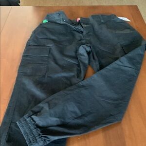 Empyre cargo pants, size large, black, cotton with gathered ankle, new with tags